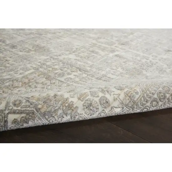 Ivory Beige And Cream Floral Non Skid Area Rug With Fringe Photo 9