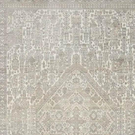 Ivory Beige And Cream Floral Non Skid Area Rug With Fringe Photo 7