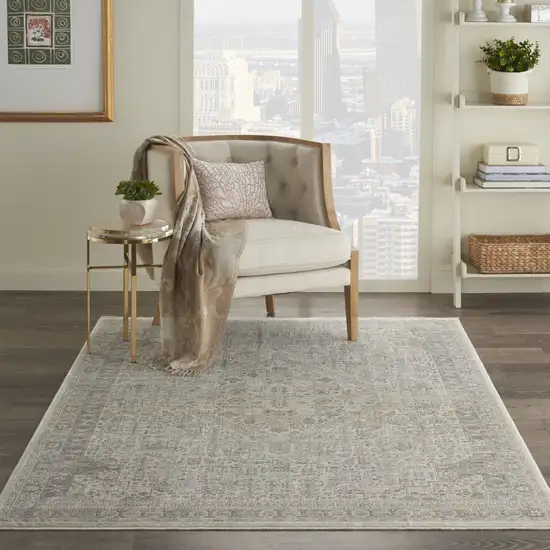 Ivory Beige And Cream Floral Non Skid Area Rug With Fringe Photo 5