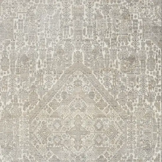 Ivory Beige And Cream Floral Non Skid Area Rug With Fringe Photo 8