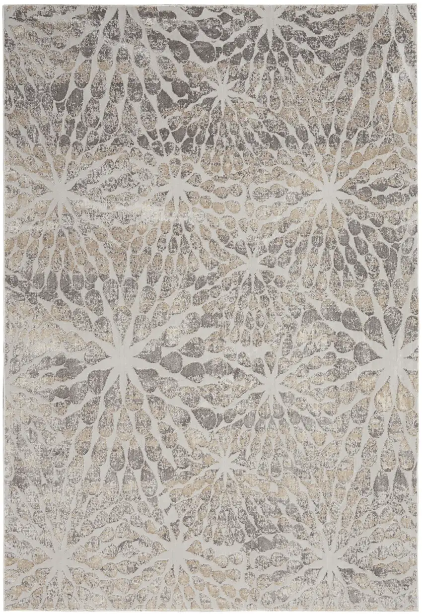 Ivory Beige And Gray Abstract Distressed Non Skid Area Rug Photo 2