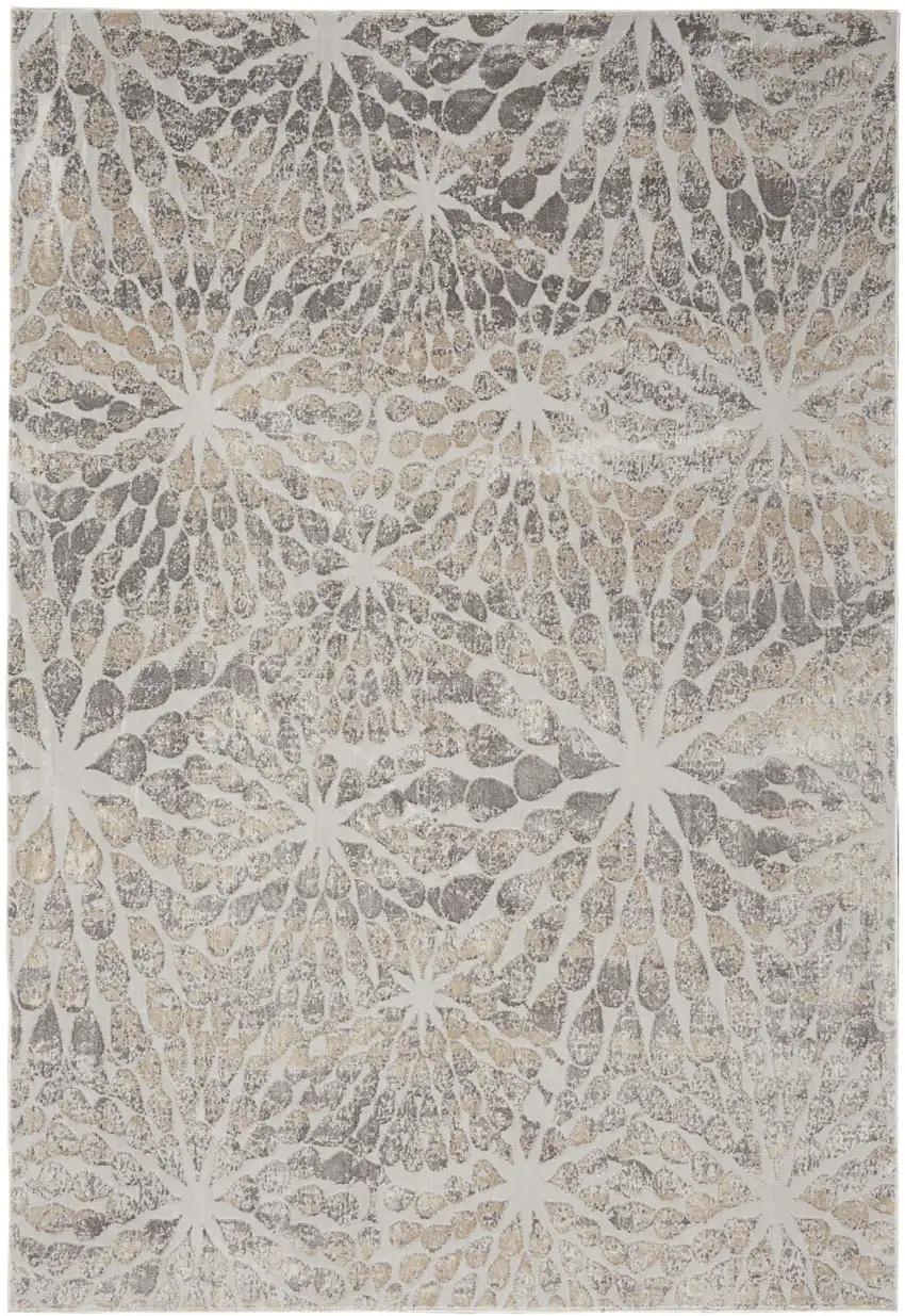 Ivory Beige And Gray Abstract Distressed Non Skid Area Rug Photo 7