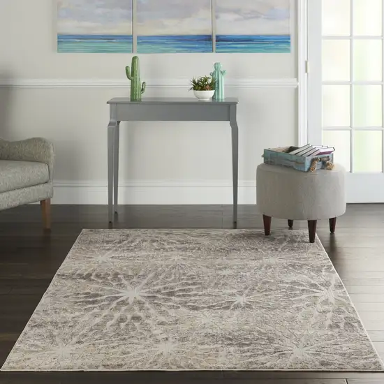 Ivory Beige And Gray Abstract Distressed Non Skid Area Rug Photo 4
