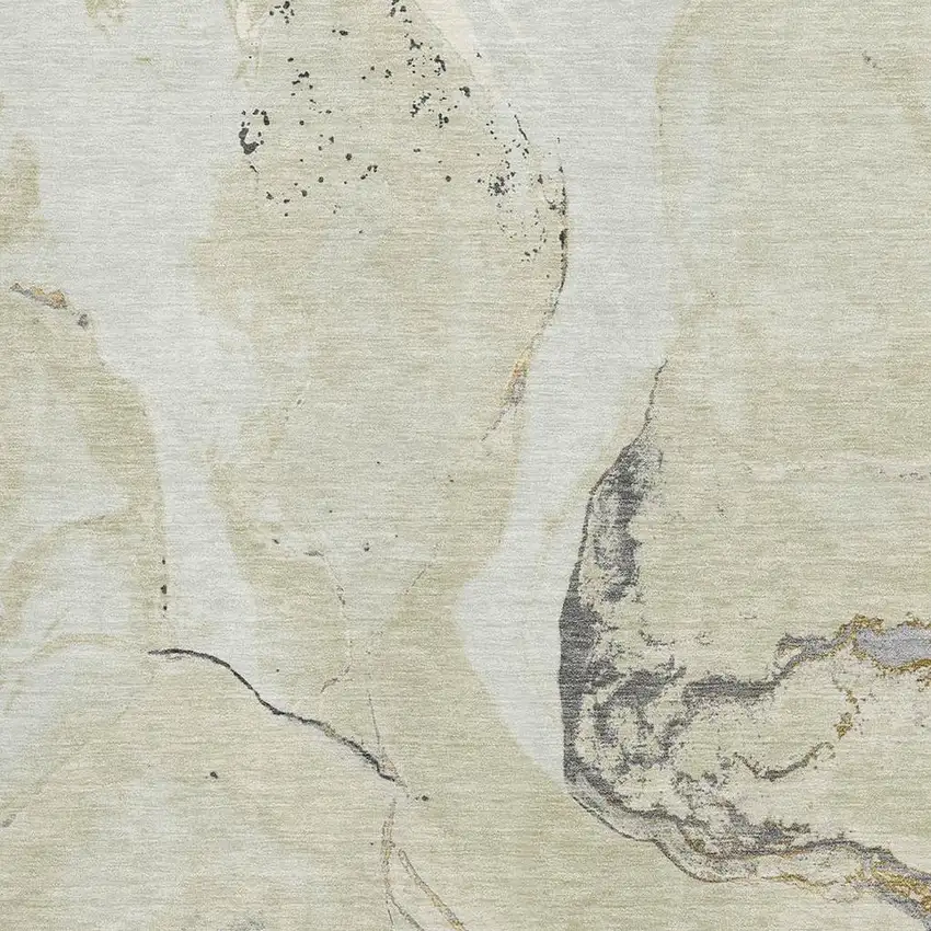 Ivory Beige And Gray Abstract Washable Area Rug With UV Protection Photo 3