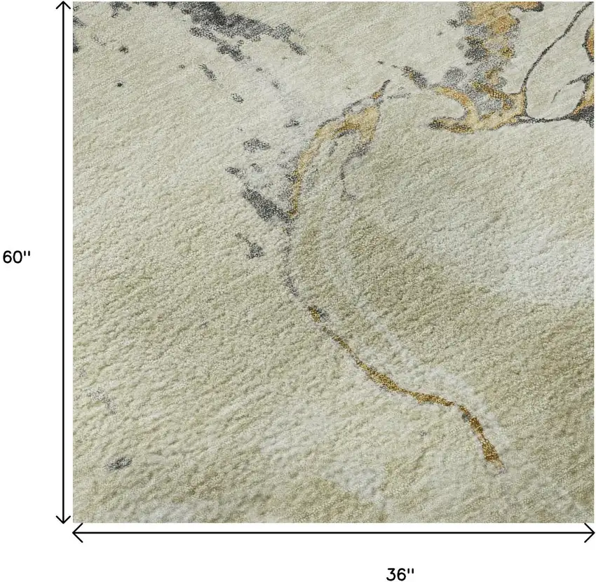 Ivory Beige And Gray Abstract Washable Area Rug With UV Protection Photo 8
