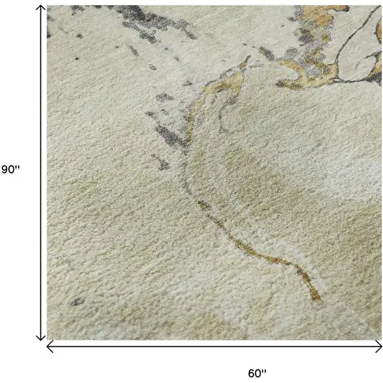 Ivory Beige And Gray Abstract Washable Area Rug With UV Protection Photo 8