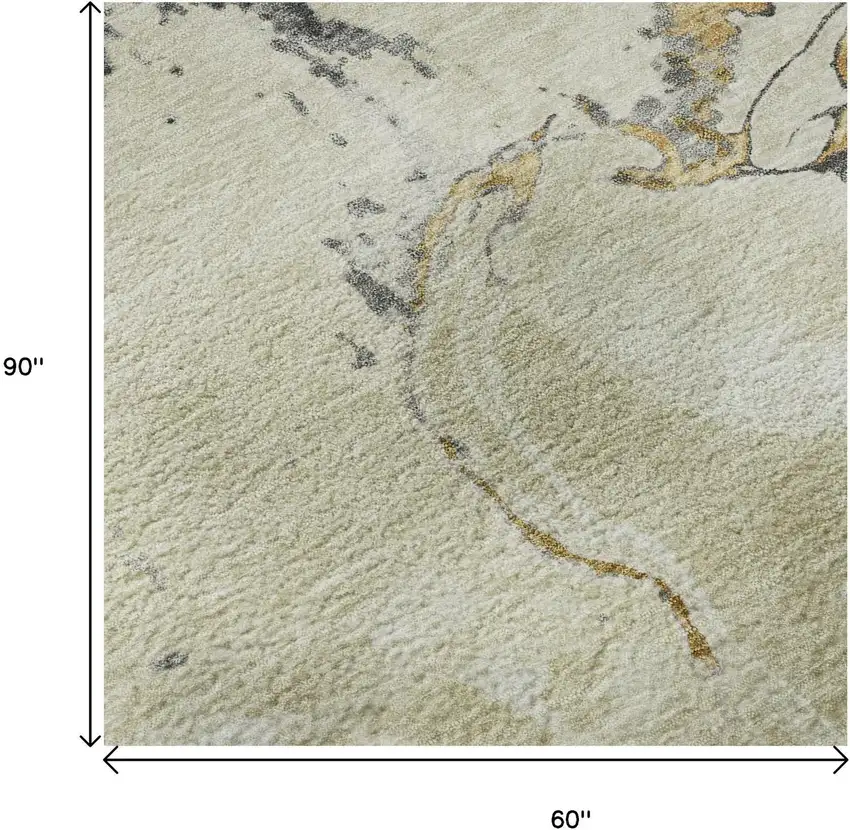 Ivory Beige And Gray Abstract Washable Area Rug With UV Protection Photo 8