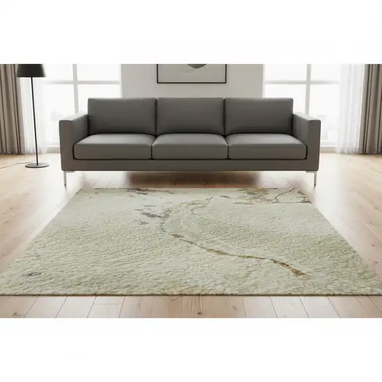 Ivory Beige And Gray Abstract Washable Area Rug With UV Protection Photo 2