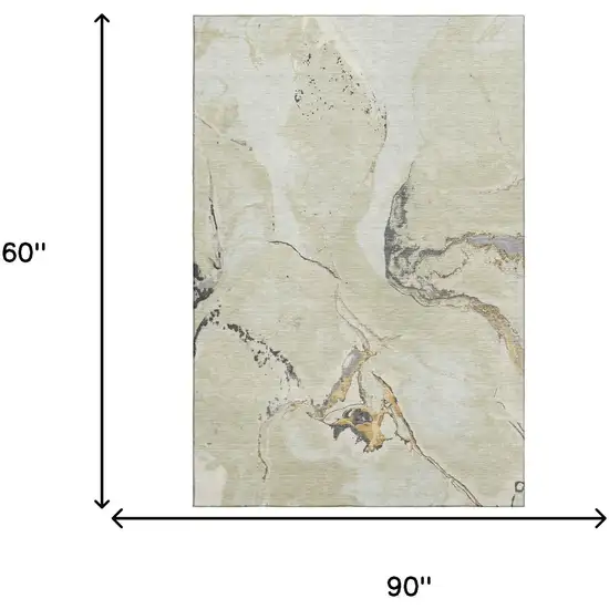 Ivory Beige And Gray Abstract Washable Area Rug With UV Protection Photo 5