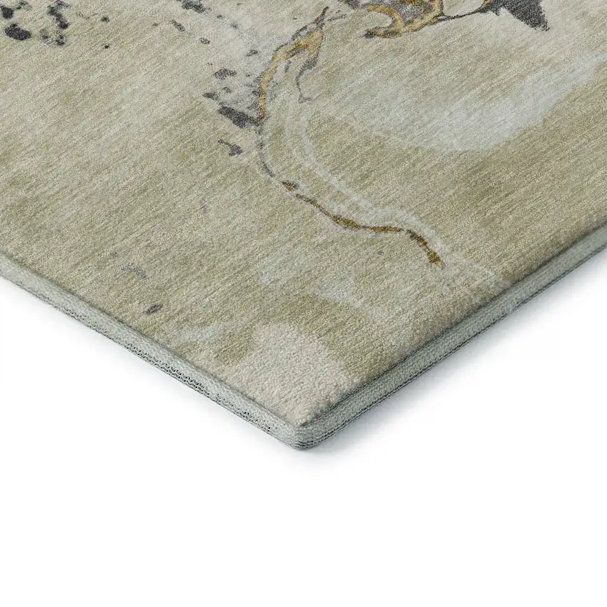 Ivory Beige And Gray Abstract Washable Area Rug With UV Protection Photo 6