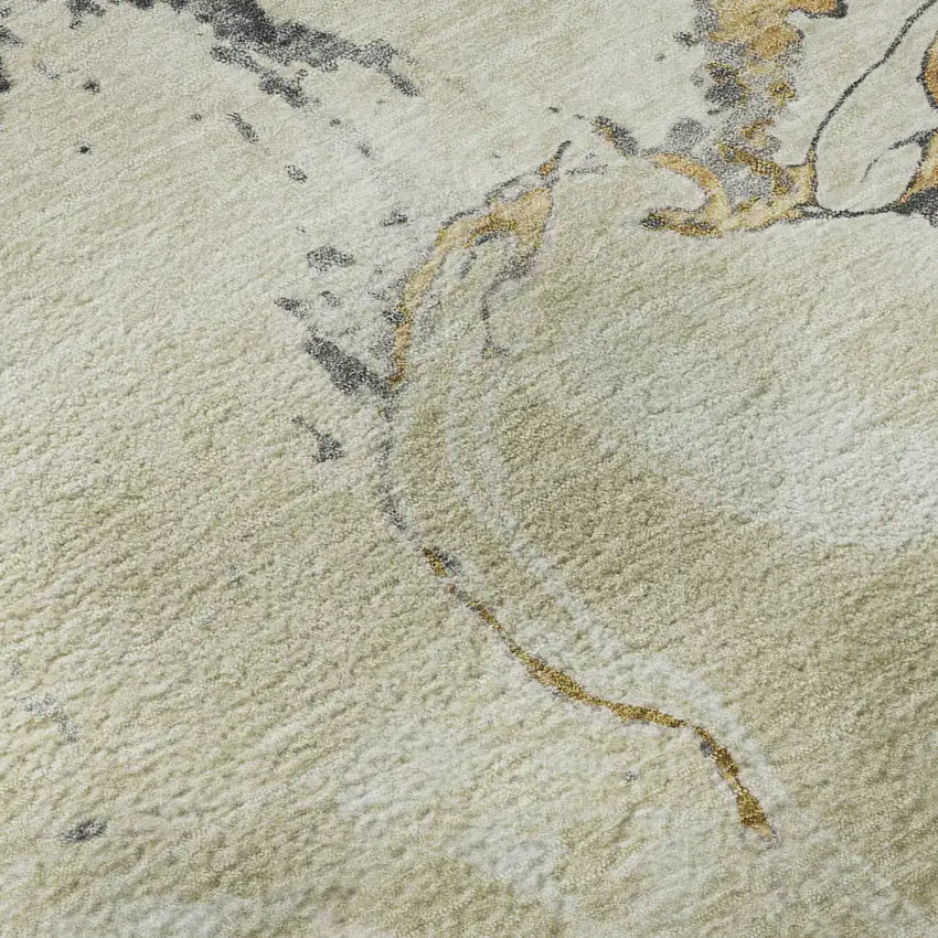 Ivory Beige And Gray Abstract Washable Area Rug With UV Protection Photo 1