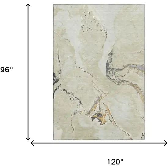 Ivory Beige And Gray Abstract Washable Area Rug With UV Protection Photo 6