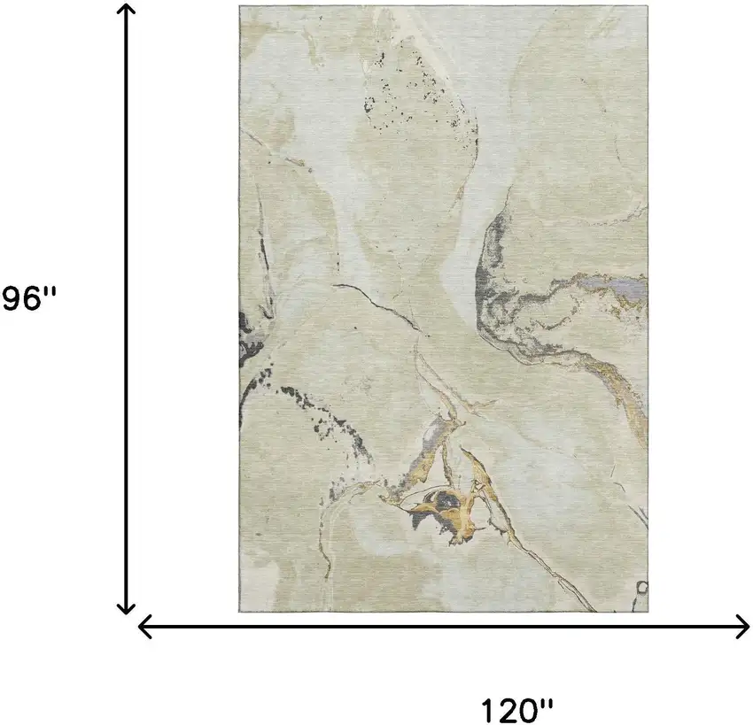 Ivory Beige And Gray Abstract Washable Area Rug With UV Protection Photo 6