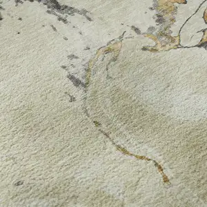 Photo of Ivory Beige And Gray Abstract Washable Area Rug With UV Protection