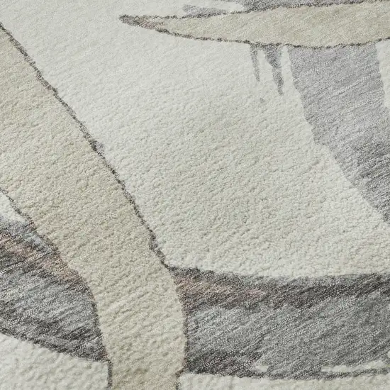 Ivory Beige And Gray Abstract Washable Area Rug With UV Protection Photo 1
