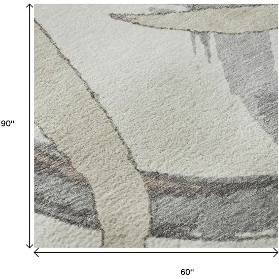 Ivory Beige And Gray Abstract Washable Area Rug With UV Protection Photo 8