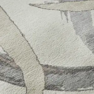 Photo of Ivory Beige And Gray Abstract Washable Area Rug With UV Protection