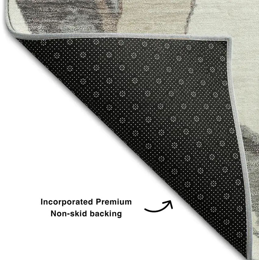 Ivory Beige And Gray Abstract Washable Area Rug With UV Protection Photo 7