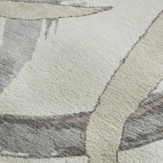 Ivory Beige And Gray Abstract Washable Area Rug With UV Protection Photo 3