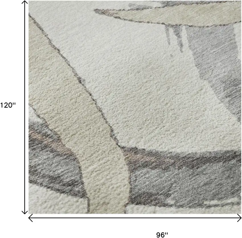 Ivory Beige And Gray Abstract Washable Area Rug With UV Protection Photo 9