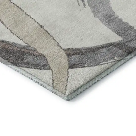 Ivory Beige And Gray Abstract Washable Area Rug With UV Protection Photo 8