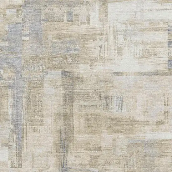 Ivory Beige And Gray Abstract Washable Area Rug With UV Protection Photo 2