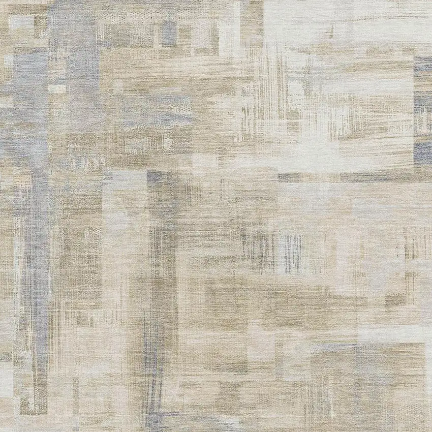 Ivory Beige And Gray Abstract Washable Area Rug With UV Protection Photo 2