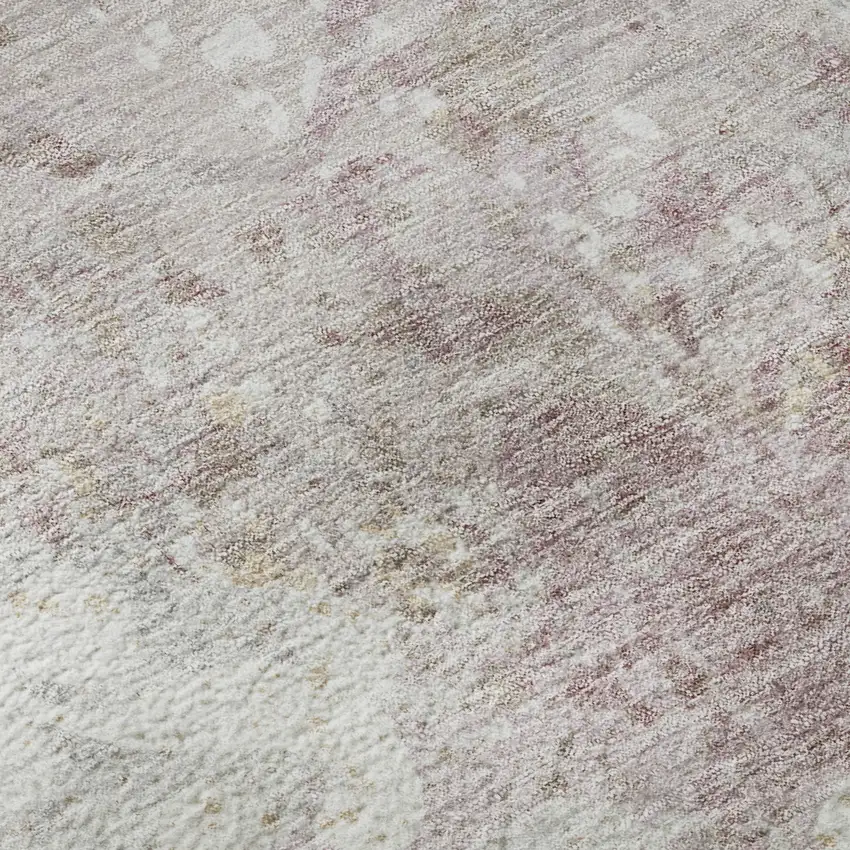 Ivory Beige And Gray Damask Washable Area Rug With UV Protection Photo 9