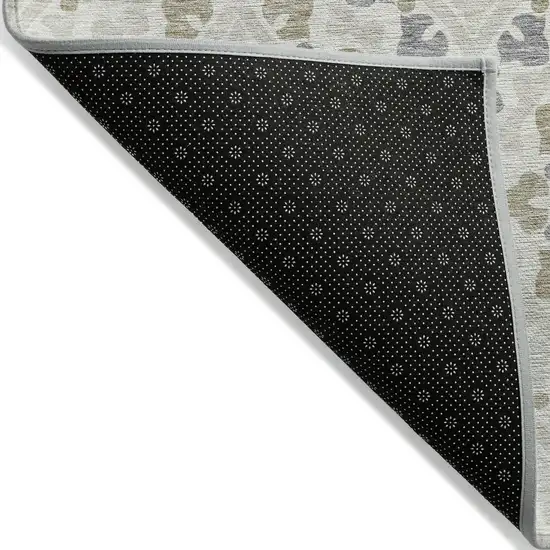 Ivory Beige And Gray Floral Washable Indoor Outdoor Area Rug Photo 2