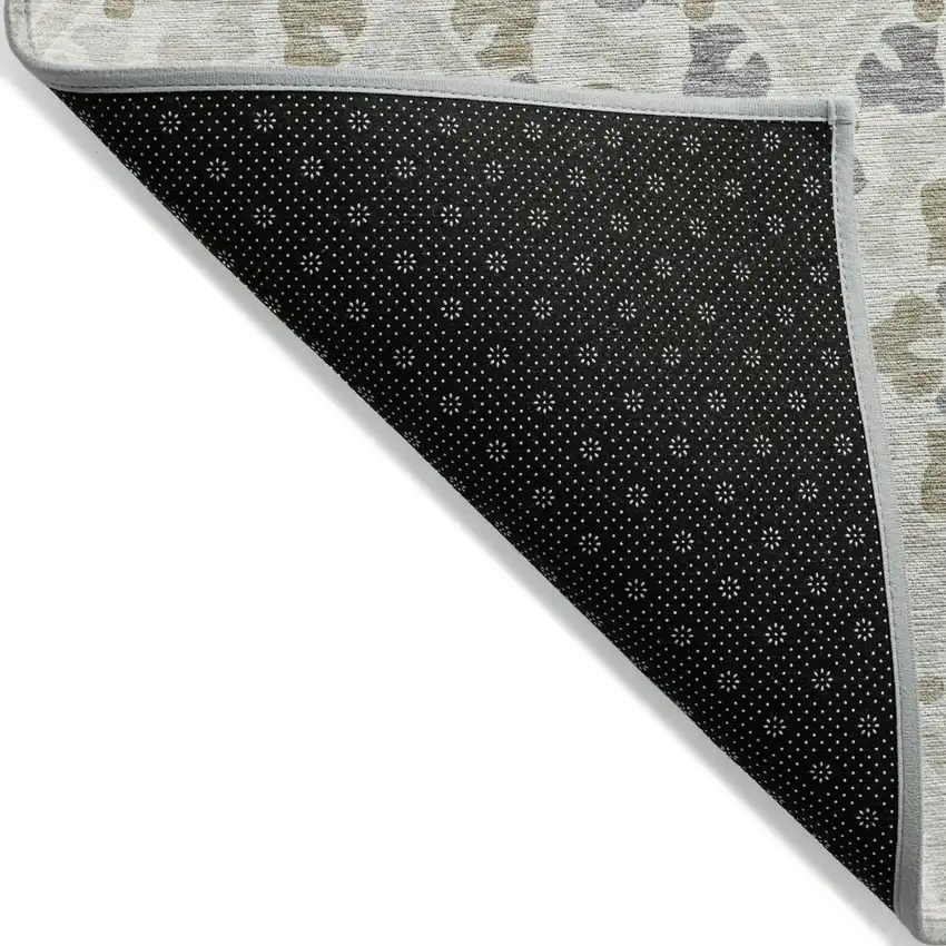 Ivory Beige And Gray Floral Washable Indoor Outdoor Area Rug Photo 2