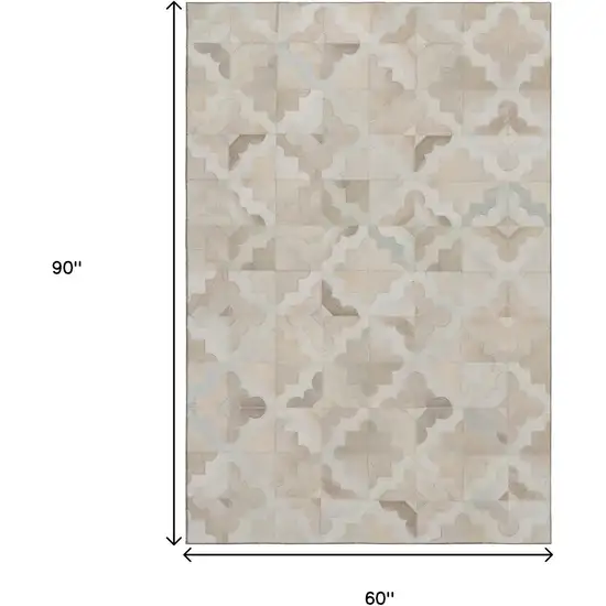 Ivory Beige And Gray Geometric Washable Area Rug With UV Protection Photo 3