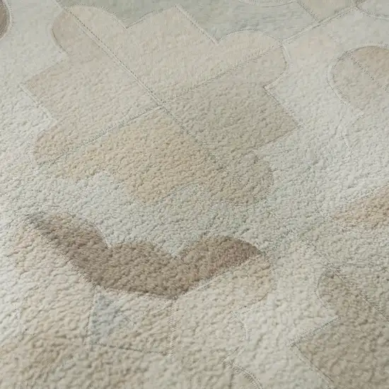 Ivory Beige And Gray Diamond Washable Area Rug With UV Protection Photo 8