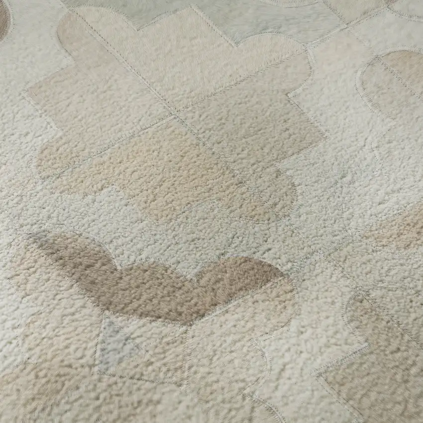 Ivory Beige And Gray Diamond Washable Area Rug With UV Protection Photo 8