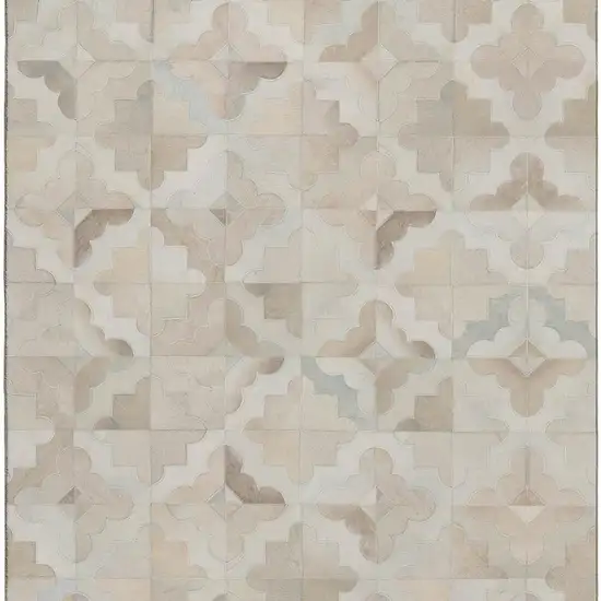 Ivory Beige And Gray Geometric Washable Area Rug With UV Protection Photo 5