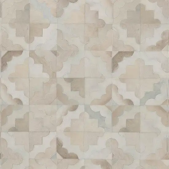 Ivory Beige And Gray Geometric Washable Area Rug With UV Protection Photo 4