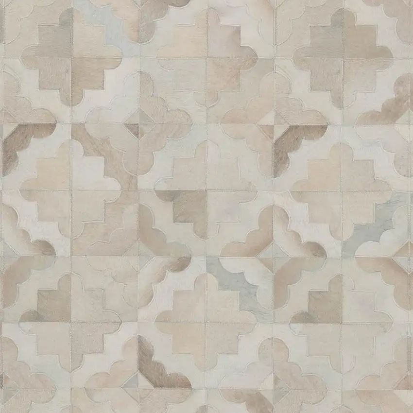 Ivory Beige And Gray Geometric Washable Area Rug With UV Protection Photo 4