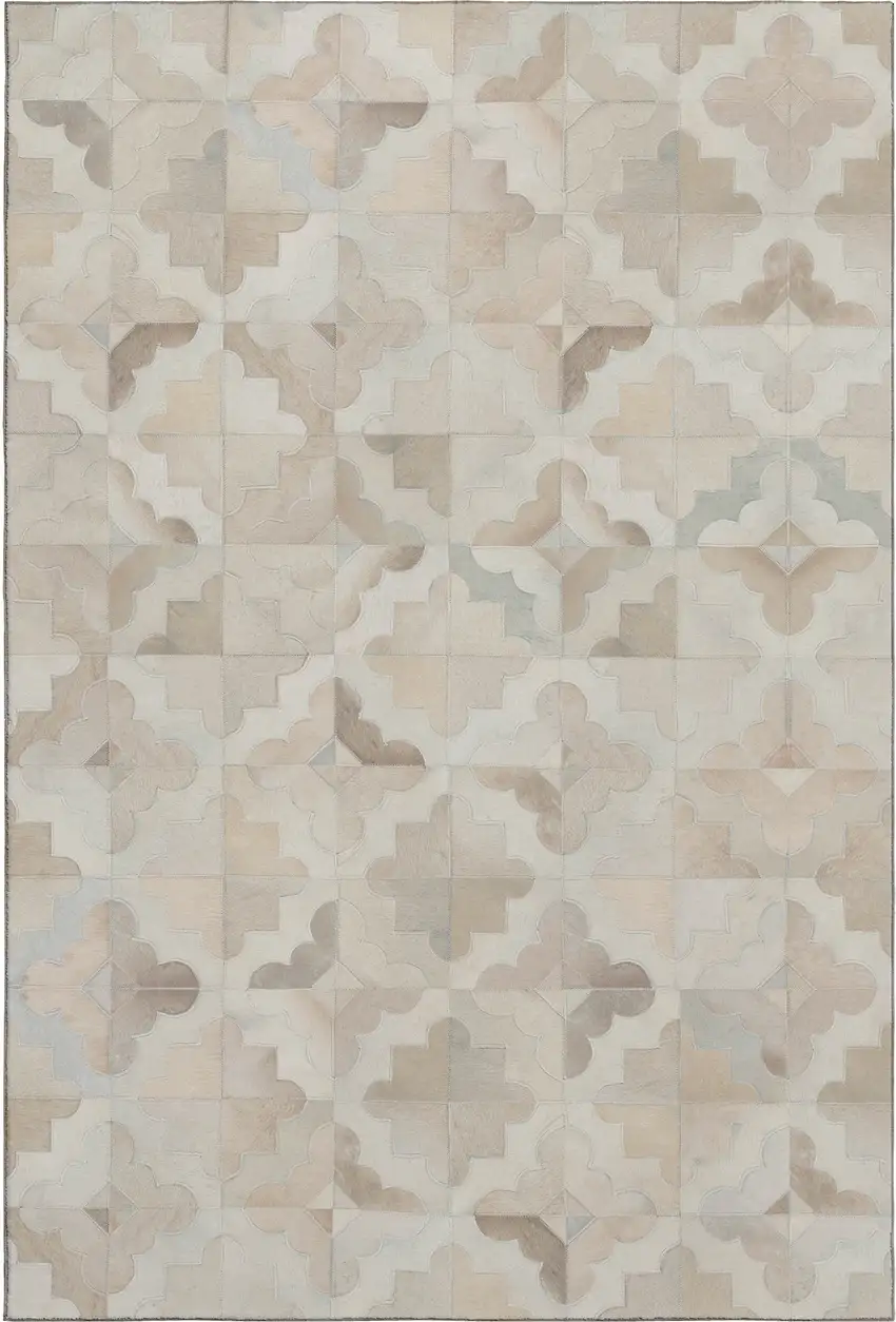 Ivory Beige And Gray Geometric Washable Area Rug With UV Protection Photo 2