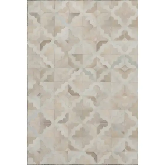 Ivory Beige And Gray Geometric Washable Area Rug With UV Protection Photo 2