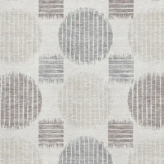 Ivory Beige And Gray Geometric Washable Area Rug With UV Protection Photo 3