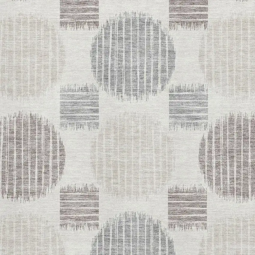 Ivory Beige And Gray Geometric Washable Area Rug With UV Protection Photo 3