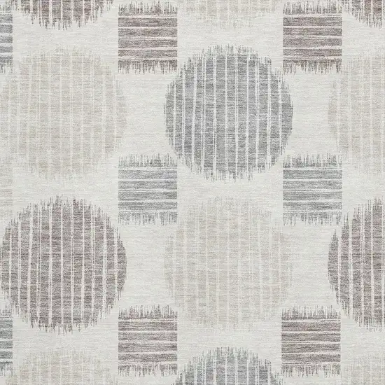 Ivory Beige And Gray Geometric Washable Area Rug With UV Protection Photo 3