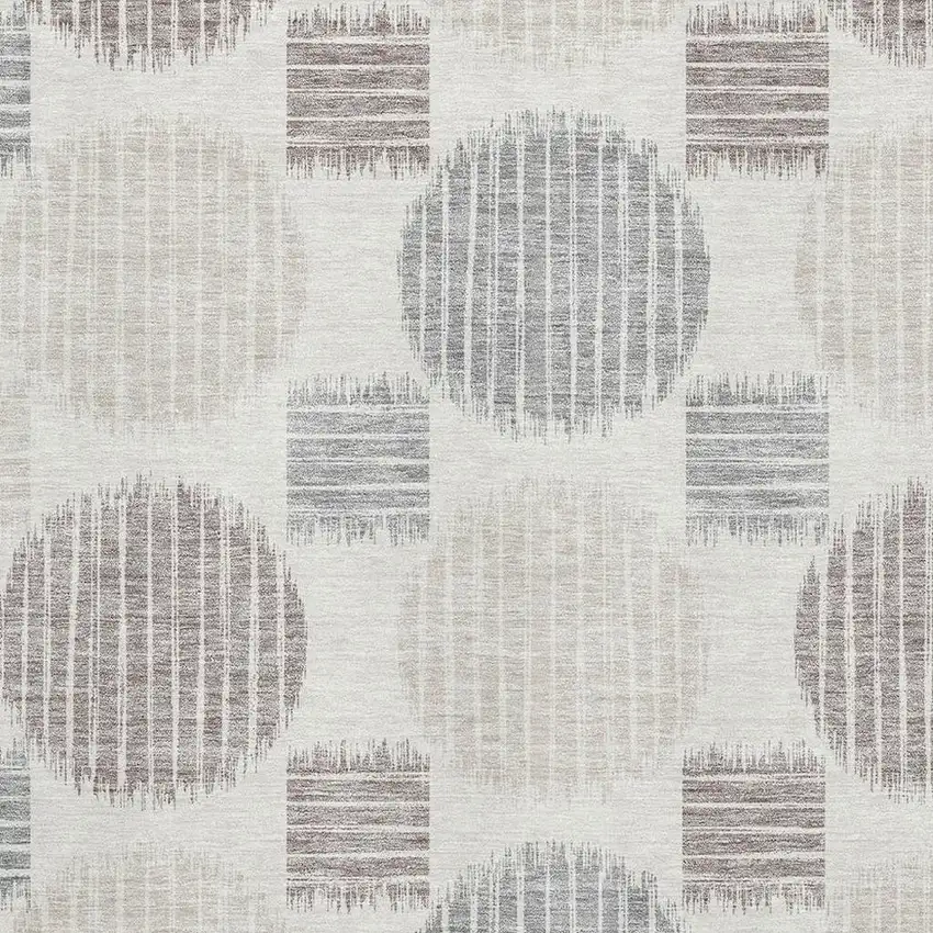 Ivory Beige And Gray Geometric Washable Area Rug With UV Protection Photo 3