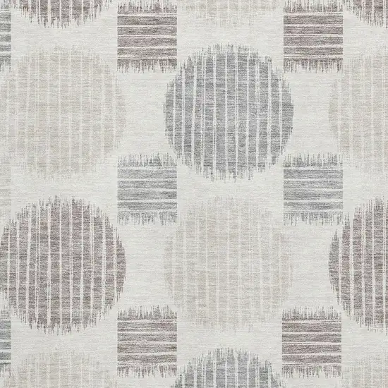 Ivory Beige And Gray Geometric Washable Area Rug With UV Protection Photo 3