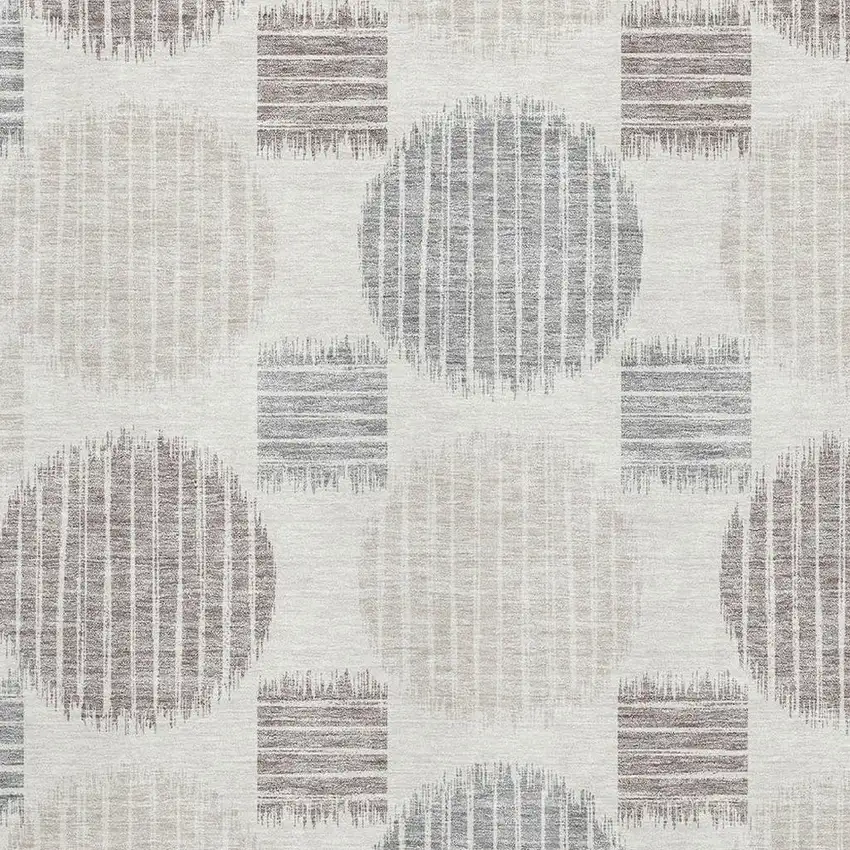 Ivory Beige And Gray Geometric Washable Area Rug With UV Protection Photo 3