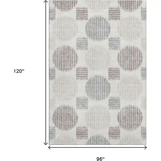 Ivory Beige And Gray Geometric Washable Area Rug With UV Protection Photo 8