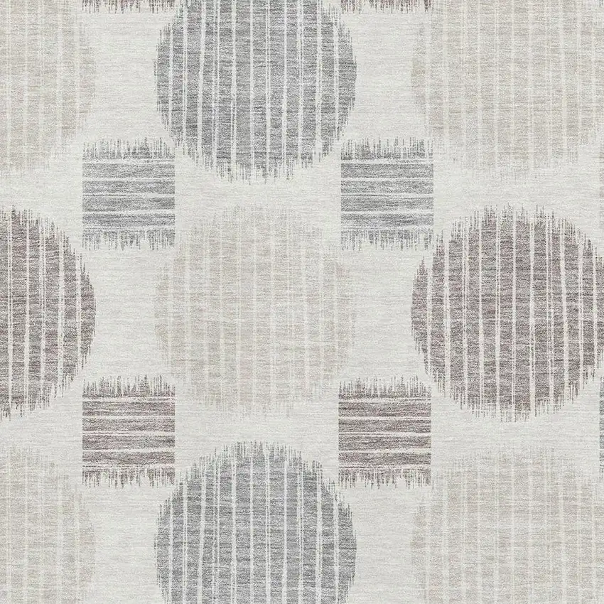 Ivory Beige And Gray Geometric Washable Area Rug With UV Protection Photo 3