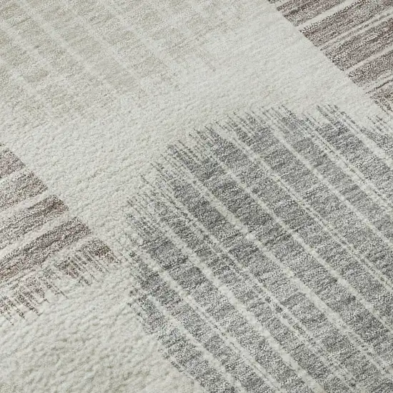 Ivory Beige And Gray Geometric Washable Area Rug With UV Protection Photo 7