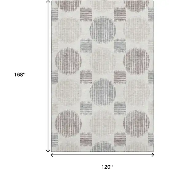 Ivory Beige And Gray Geometric Washable Area Rug With UV Protection Photo 8