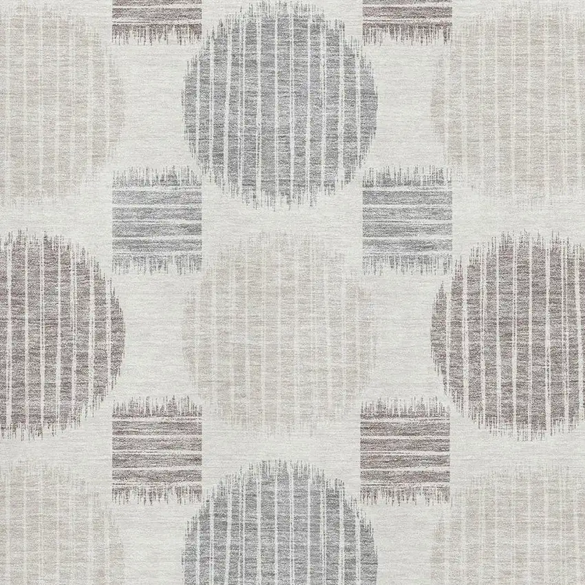 Ivory Beige And Gray Geometric Washable Area Rug With UV Protection Photo 3