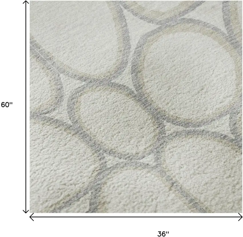 Ivory Beige And Gray Geometric Washable Area Rug With UV Protection Photo 9